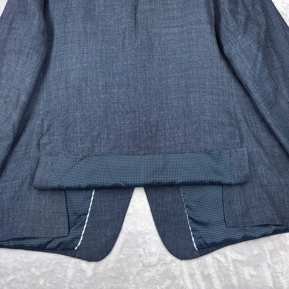JOSEPH ABBOUD Tailored Fit Blazer Mens 52R Blue Linen Wool Hopsack Sport Coat